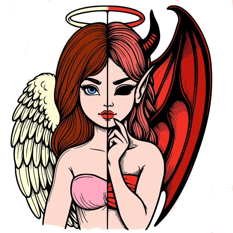 realistic angel half demon