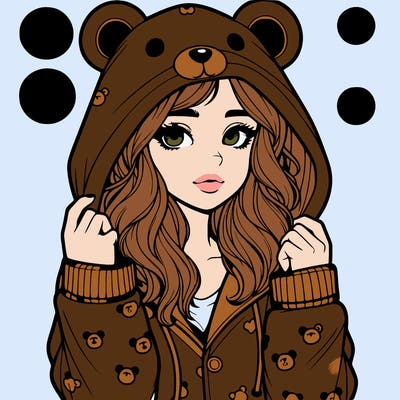 realistic girl in a animal pjs hoodie