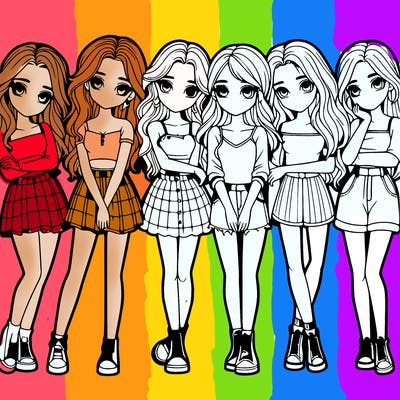 a group of girls realistic