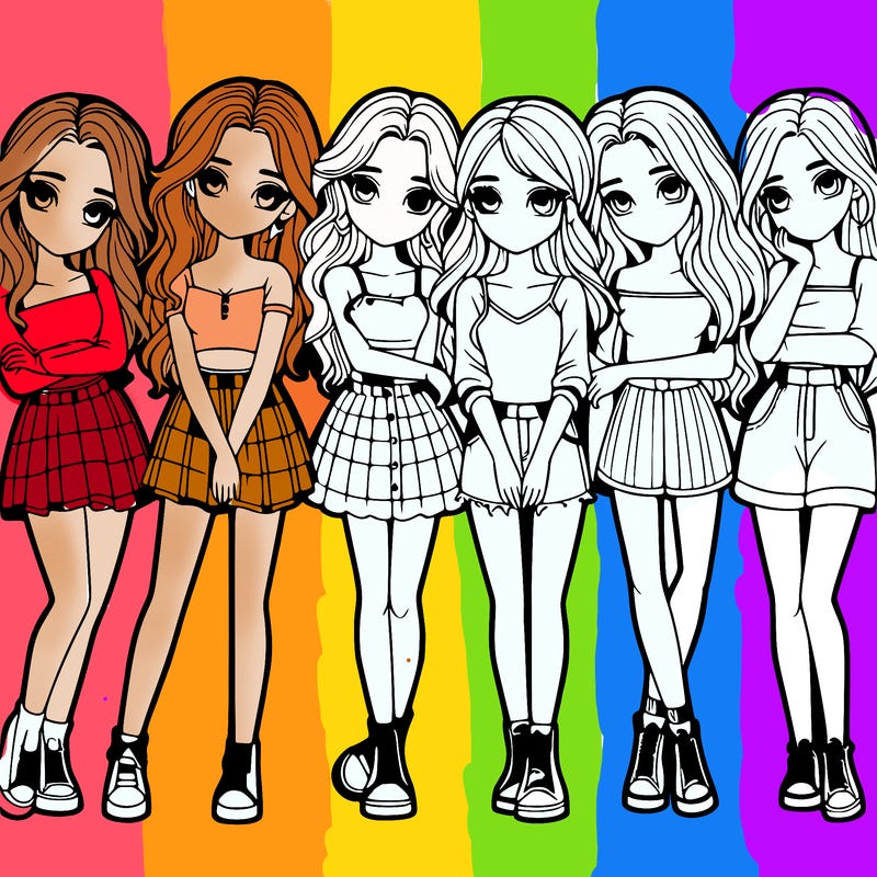 a group of girls realistic