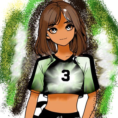 realistic girl wearing soccer jersey