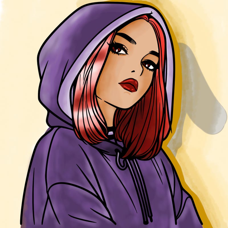 a realistic girl in a hoodie