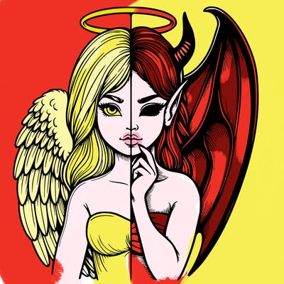 realistic angel half demon