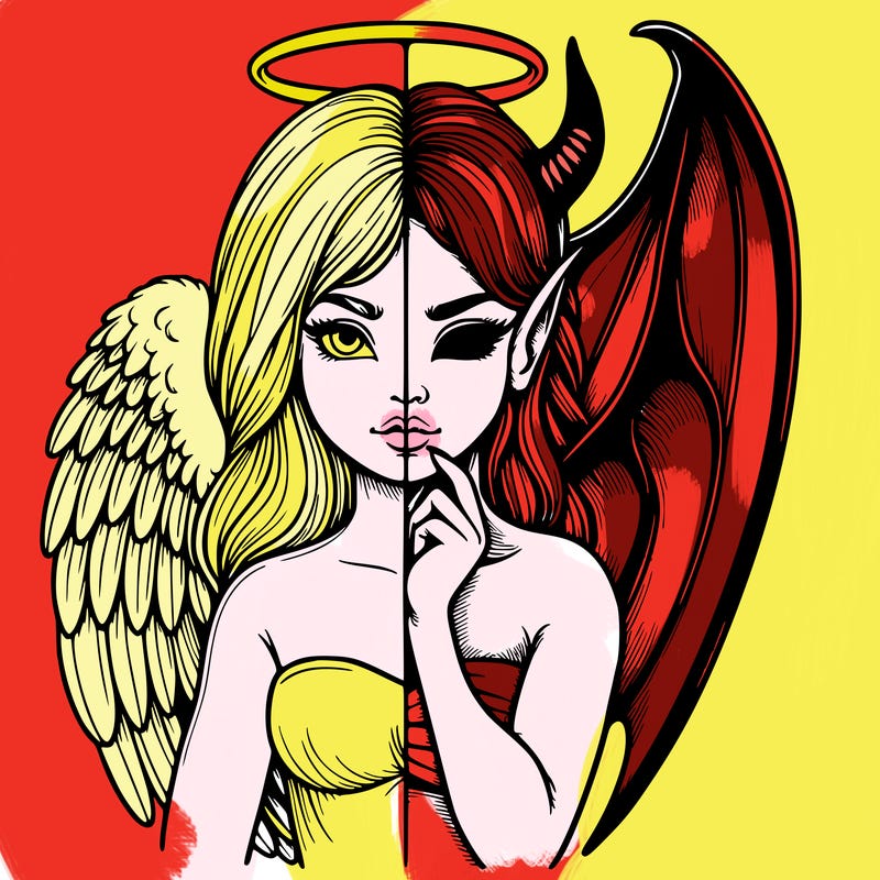 realistic angel half demon