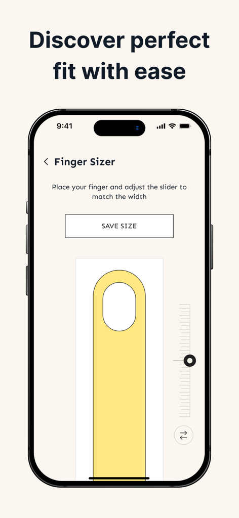 Strumento digitale per la misurazione delle dita nell'interfaccia dell'app Ring Sizer