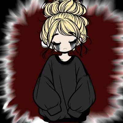 girl with baggy sweatshirt and messy bun