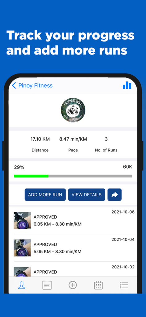 Pinoy Fitness Atleta - Screenshot of the Pinoy Fitness Atleta app showing running progress metrics like distance and pace