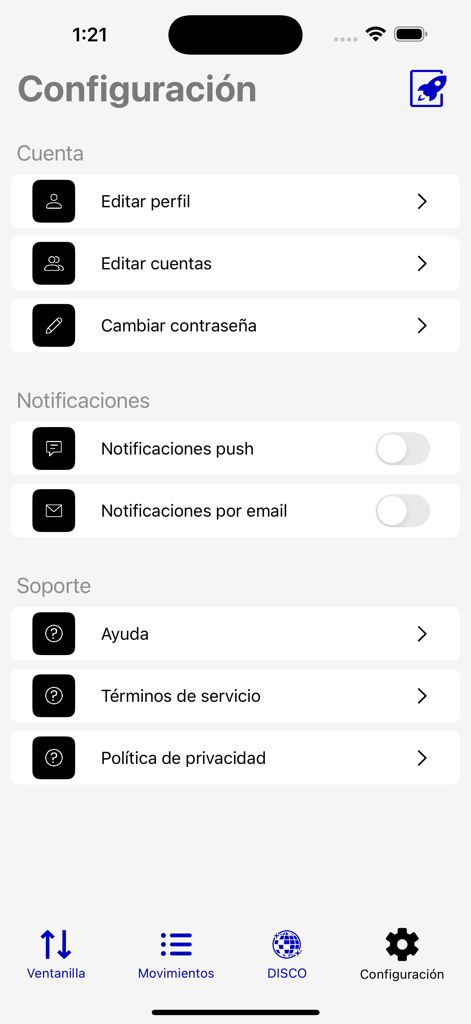 ARi: Finanzas Para Humanos - Settings screen of the ARi Finanzas mobile app showing account profile and notification options