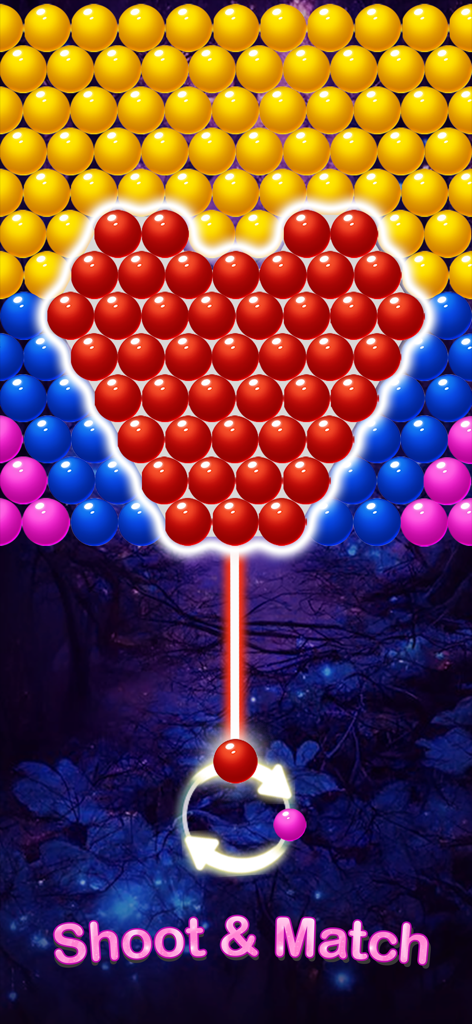 Ein rotes herzförmiges Blasendilemma im Fairyland-Handyspiel