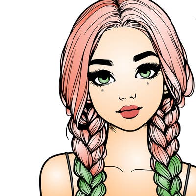 realistic girl with braids