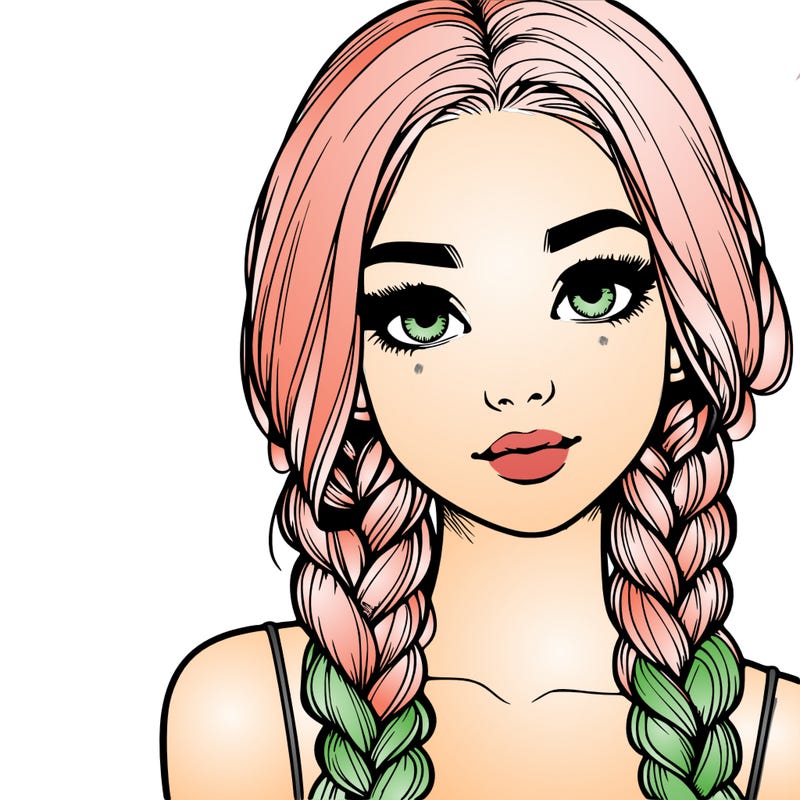 realistic girl with braids