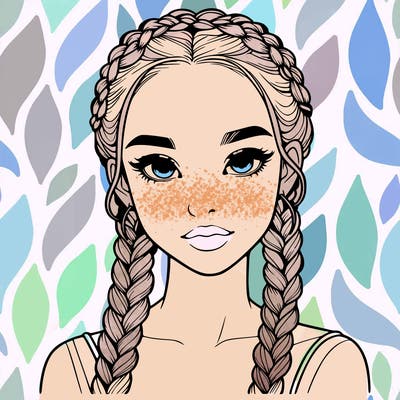 realistic girl with braids