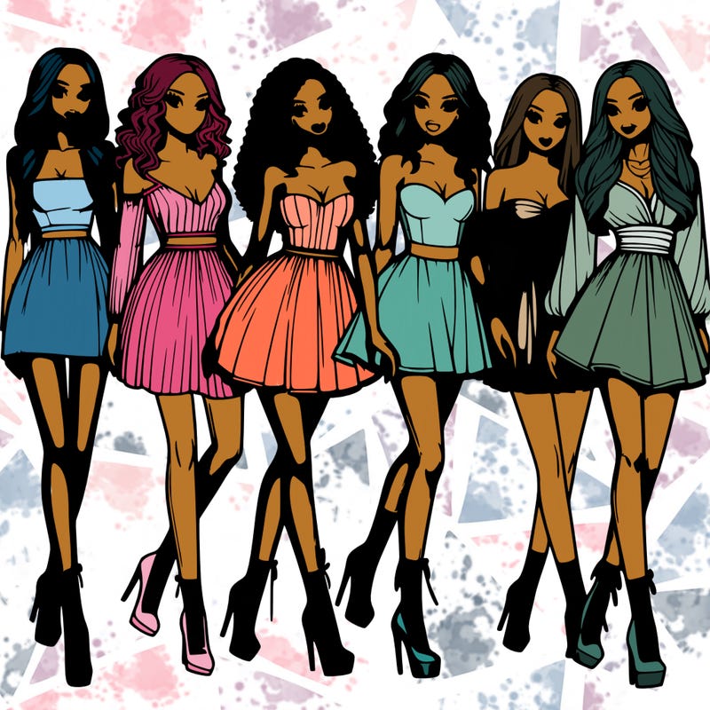 realistic group of pretty black girls fashion heels