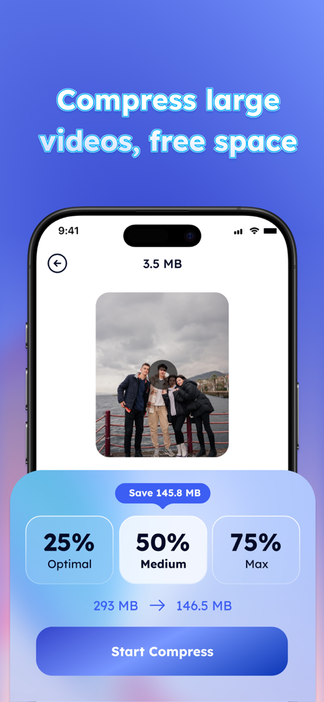 Phoenix Cleaner: AI Cleaner - Phoenix Cleaner app interface showing video compression options to free up phone storage space