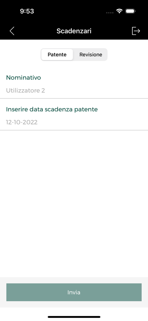 MyFleet Support - Interface de l'application MyFleet Support affichant des champs pour saisir et gérer les dates d'expiration des permis de conduire