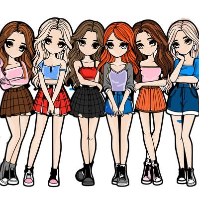 a group of girls realistic