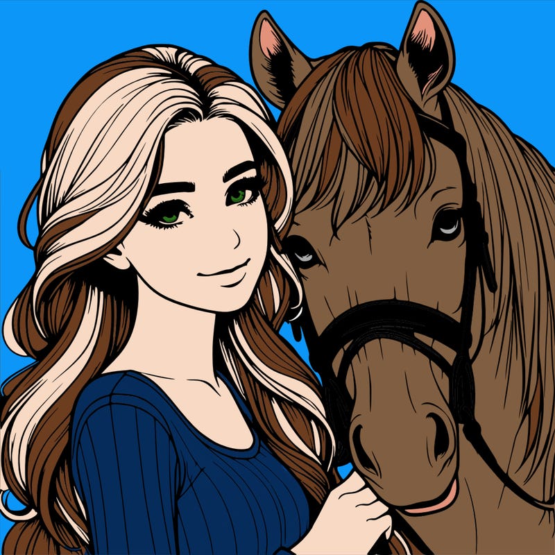 realistic girl with horse