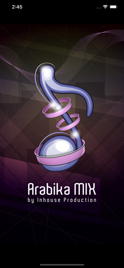 Arabika Mix - Arabika Mix app splash screen featuring a stylized musical note and logo