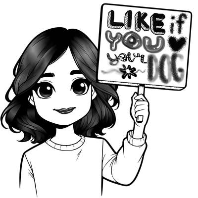 realistic girl holding up a sign