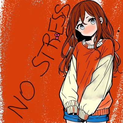 manga teen girl  in a sweater and baggy pants