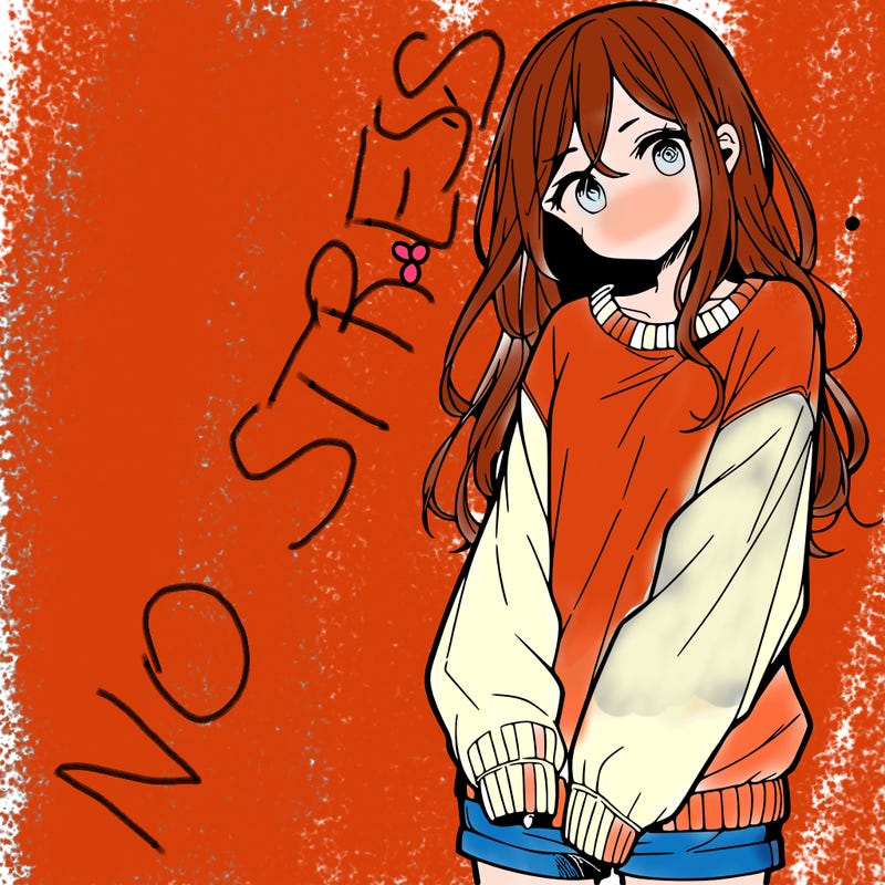 manga teen girl  in a sweater and baggy pants