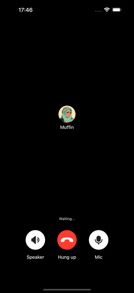 Voice call interface of Sahra Chat app showing a user profile and call control buttons