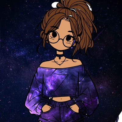 girl with a messy ponytail glasses a baggy crop top and jean shorts