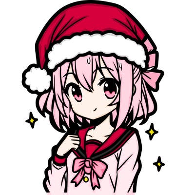 anime girl wearing a santa hat