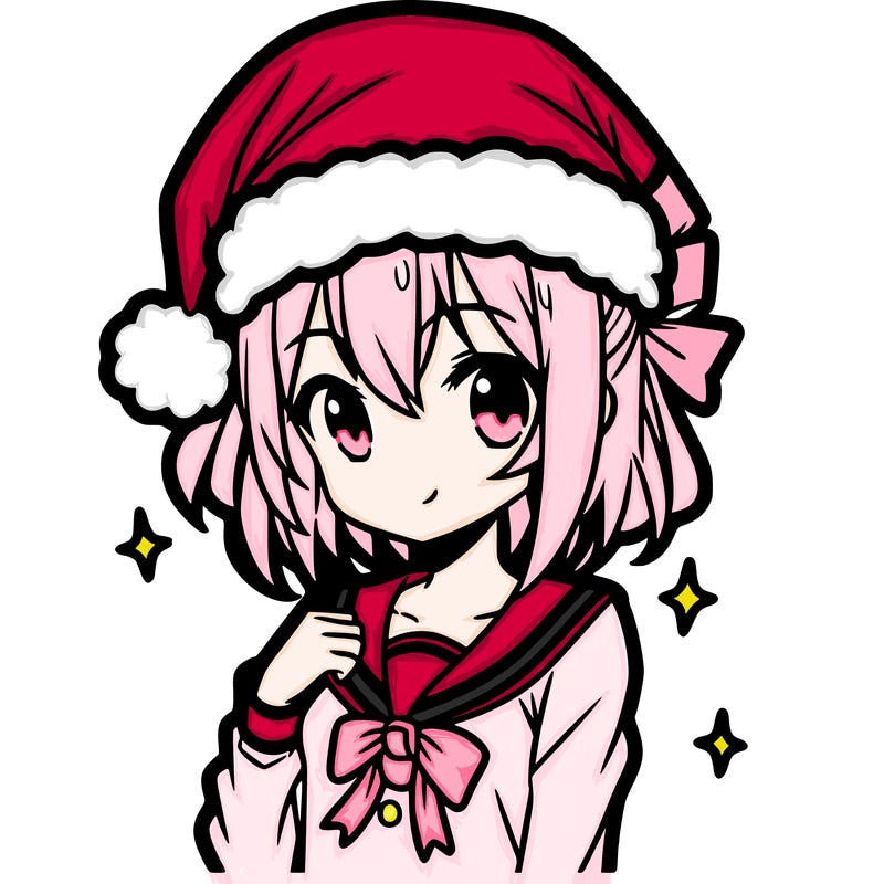 anime girl wearing a santa hat