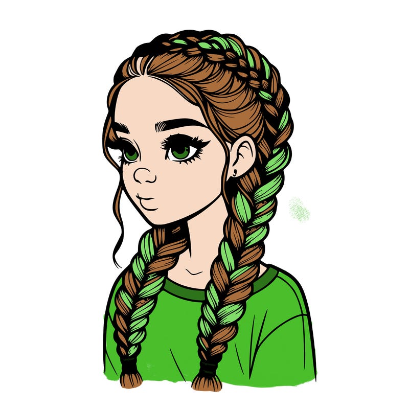 realistic girl with braids