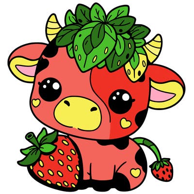 cute strawberry cow