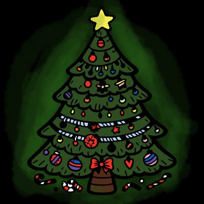 christmas tree with lots of details