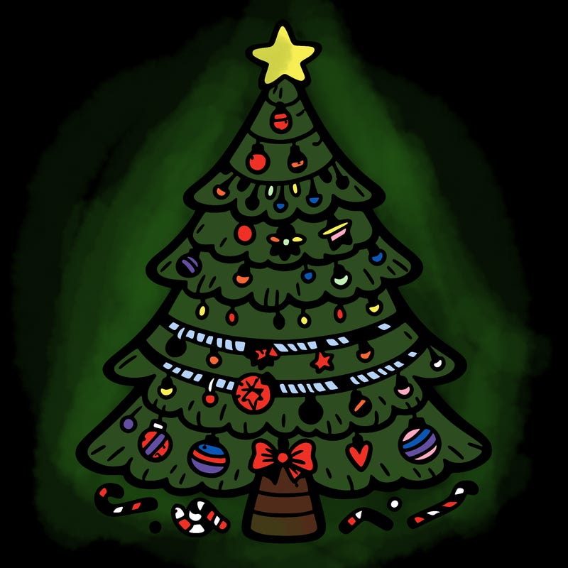 christmas tree with lots of details