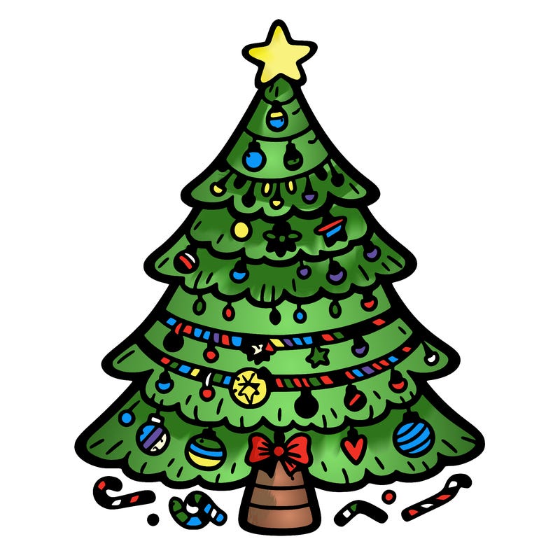 christmas tree with lots of details