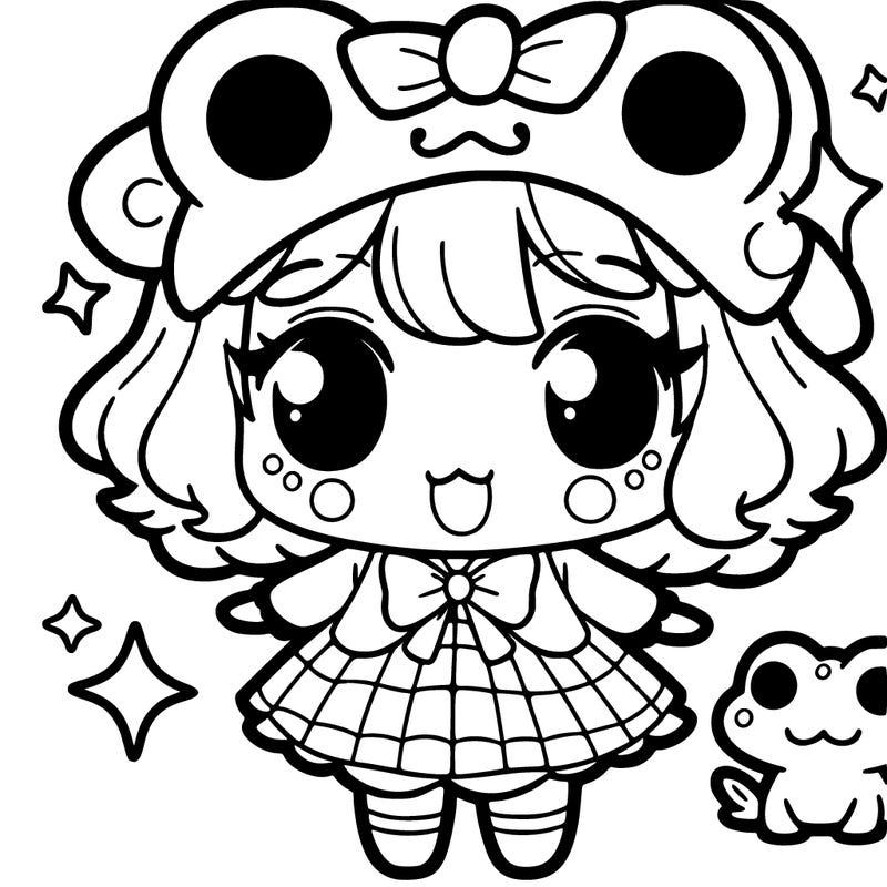 a cute girl with a frog like outfit