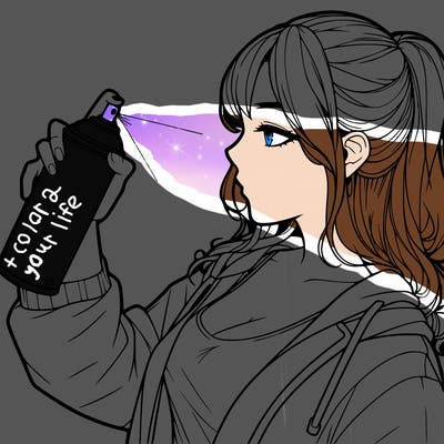 a realistic girl spray, painting