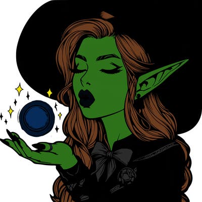 realistic elf casting a spell with lips