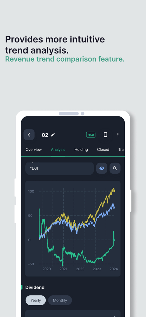 Stocker Professional - La aplicación Stocker Professional muestra un gráfico de comparación de tendencias de ingresos y una pantalla de análisis financiero.