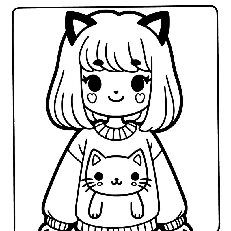 easy girl with a cat sweatshirt