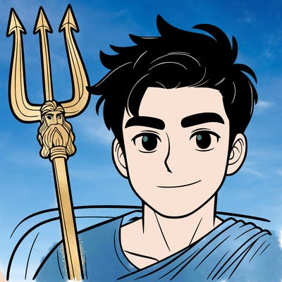 percy jackson holding posidians trident