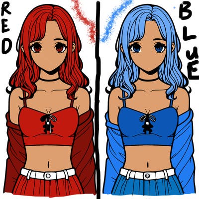 realistic girl split in 4 sections