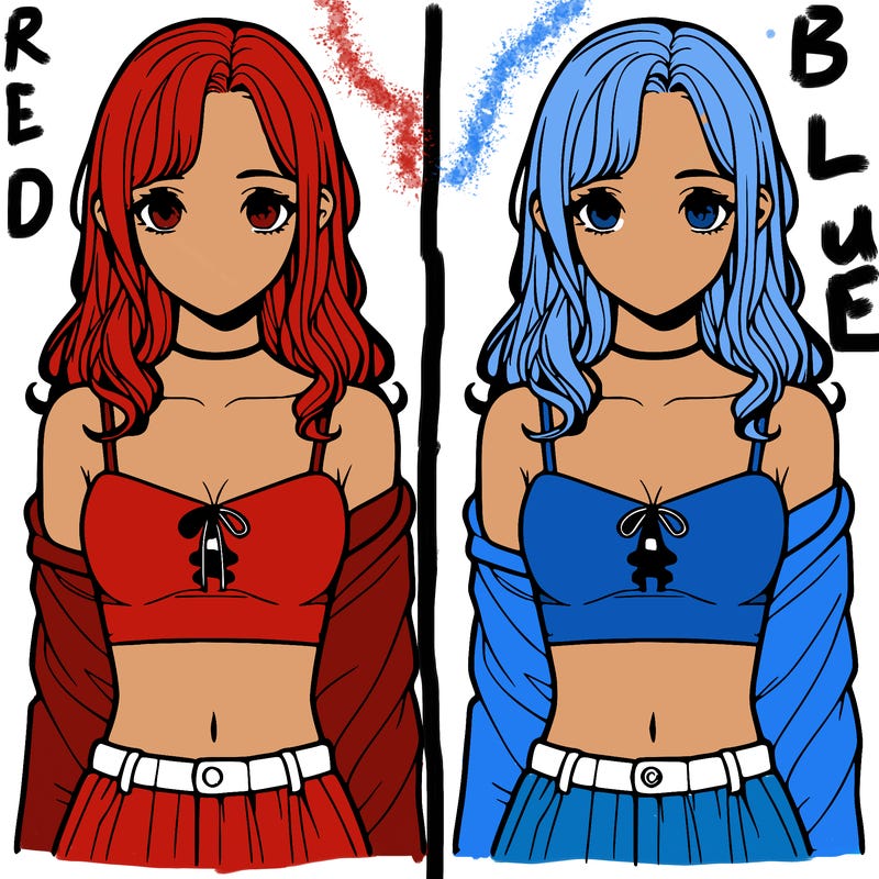 realistic girl split in 4 sections