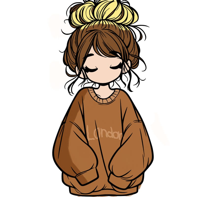 girl with baggy sweatshirt and messy bun