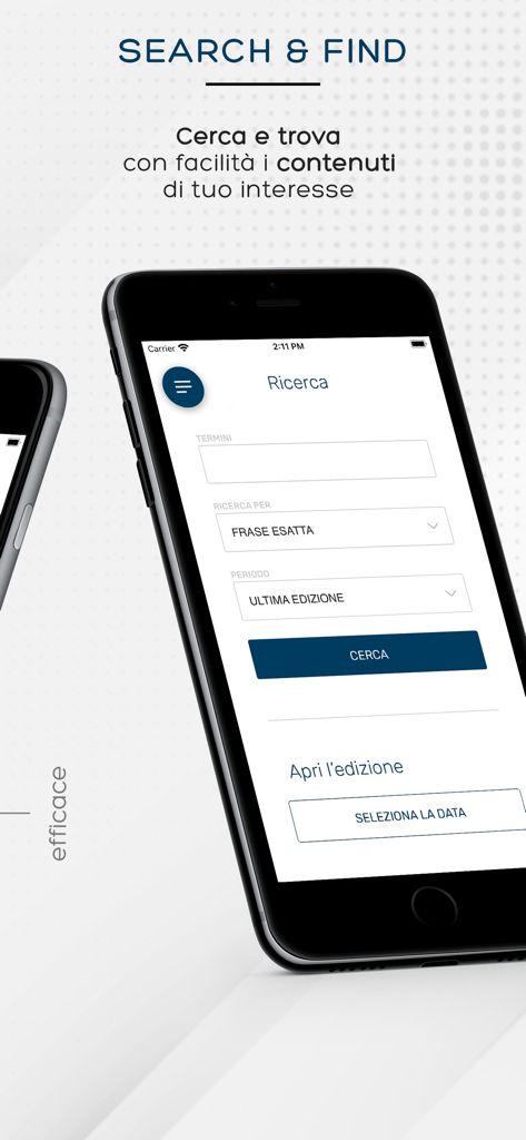 Suchbildschirm der La Provincia di Cremona Nachrichten-App mit Suchfiltern für Begriffe und Ausgaben.