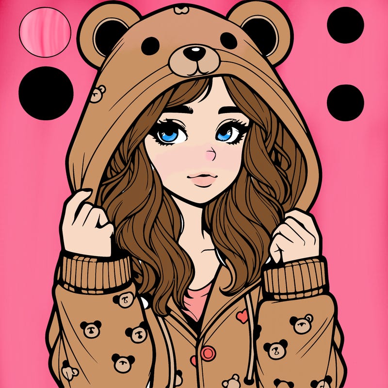 realistic girl in a animal pjs hoodie