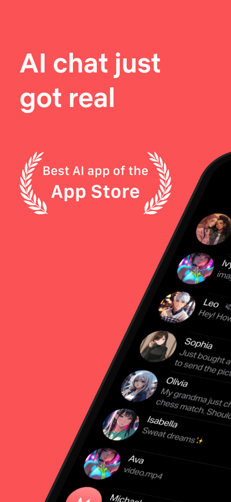 Girlfriend AI Simulator Lolly - A list of AI characters with anime style avatars in the Lolly AI Girlfriend Simulator app.