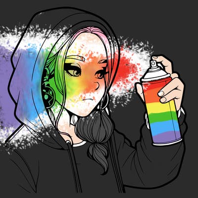 a realistic girl, spray painting