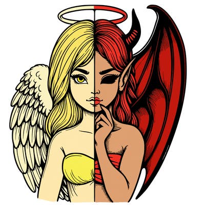 realistic angel half demon