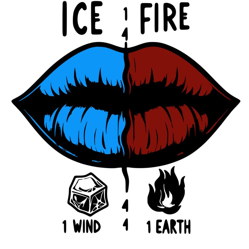 realistic lip split in fourth . 1 fourth ice 1 fire 1wind 1 earth