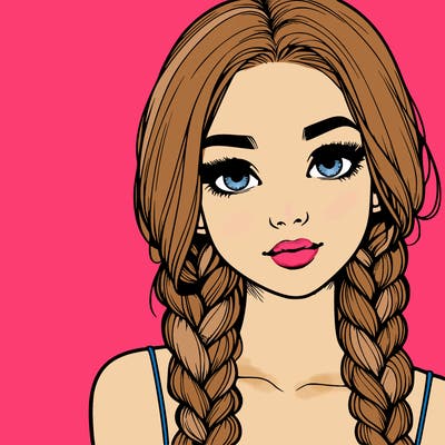 realistic girl with braids